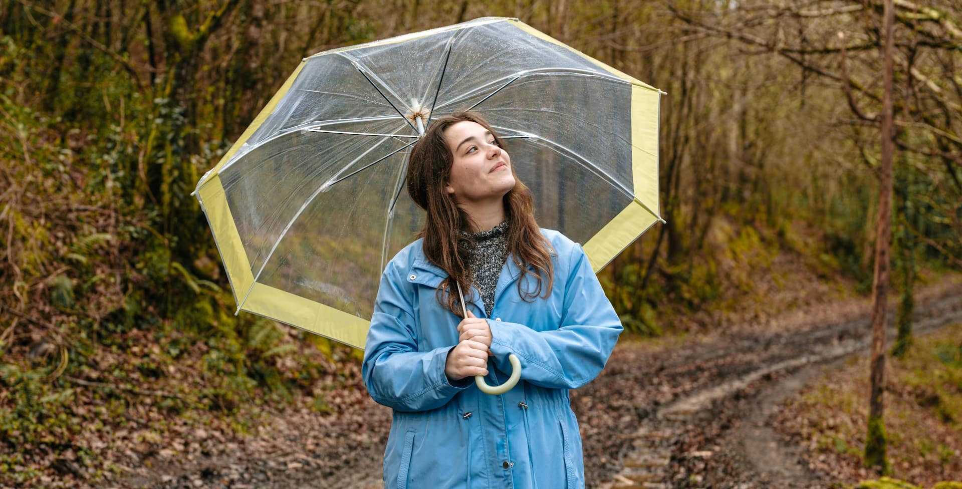 woman holding umbrella